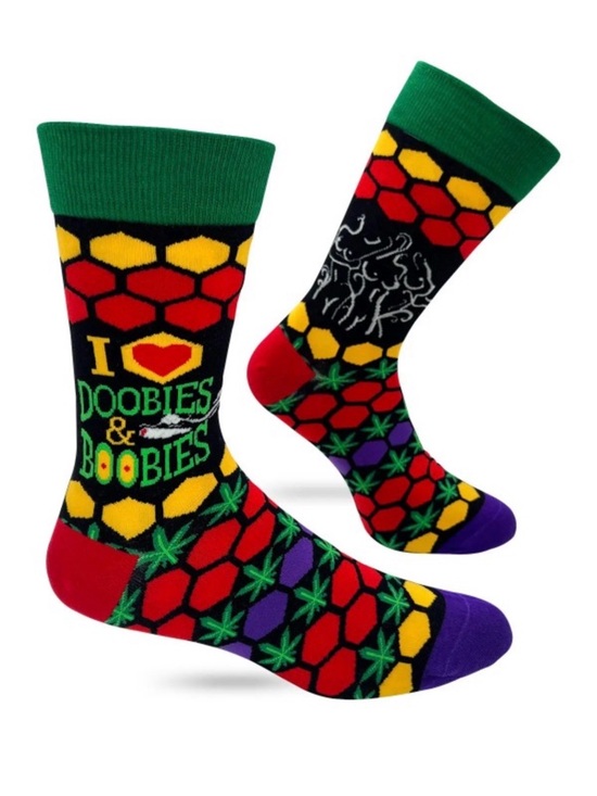 Other - •Doobies & Boobies • Colorful 420 Enthusiast Novelty Crew Leaf Socks